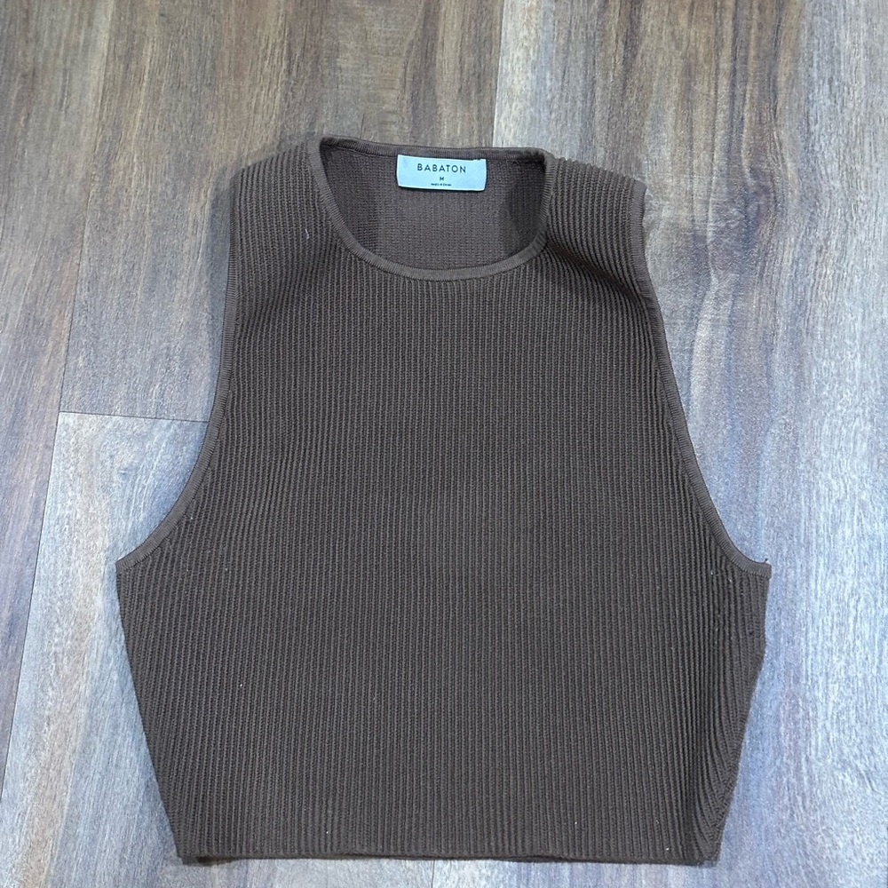 Babaton Chocolate Ribbed Tank Top
